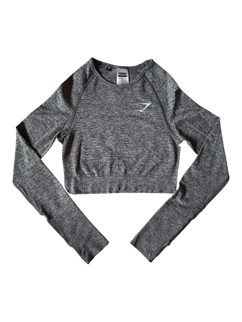 Gymshark Vital Seamless Long Sleeve Crop Top Grey Marl Small